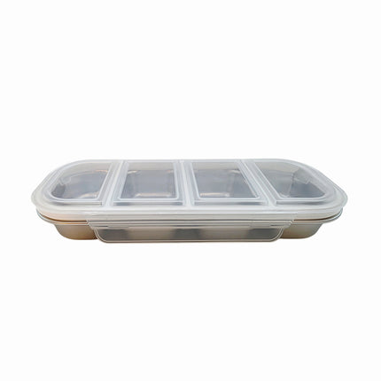 SUS304 Stainless Steel Divided Food Container with 4-Way Locking Lid (3 Options)