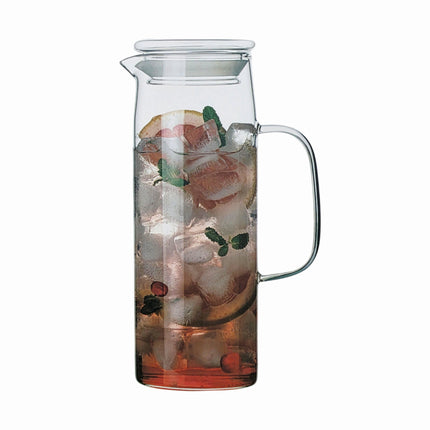 Glasslock Slim Line Heat-Resistant Glass Water Jug (1200mL) – Clear Glass Pitcher with Lid