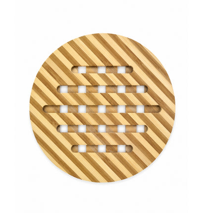 DASOM Round Bamboo Pot Mat Trivet – 6.5" Diameter - Vented Design Hot Pot Mat