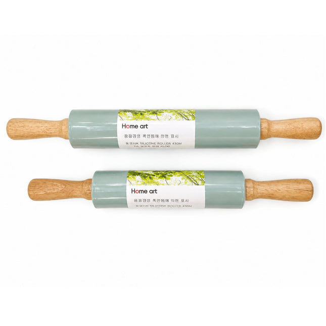 Home Art Silicone Rolling Pin with Wooden Handles – 2 Sizes
