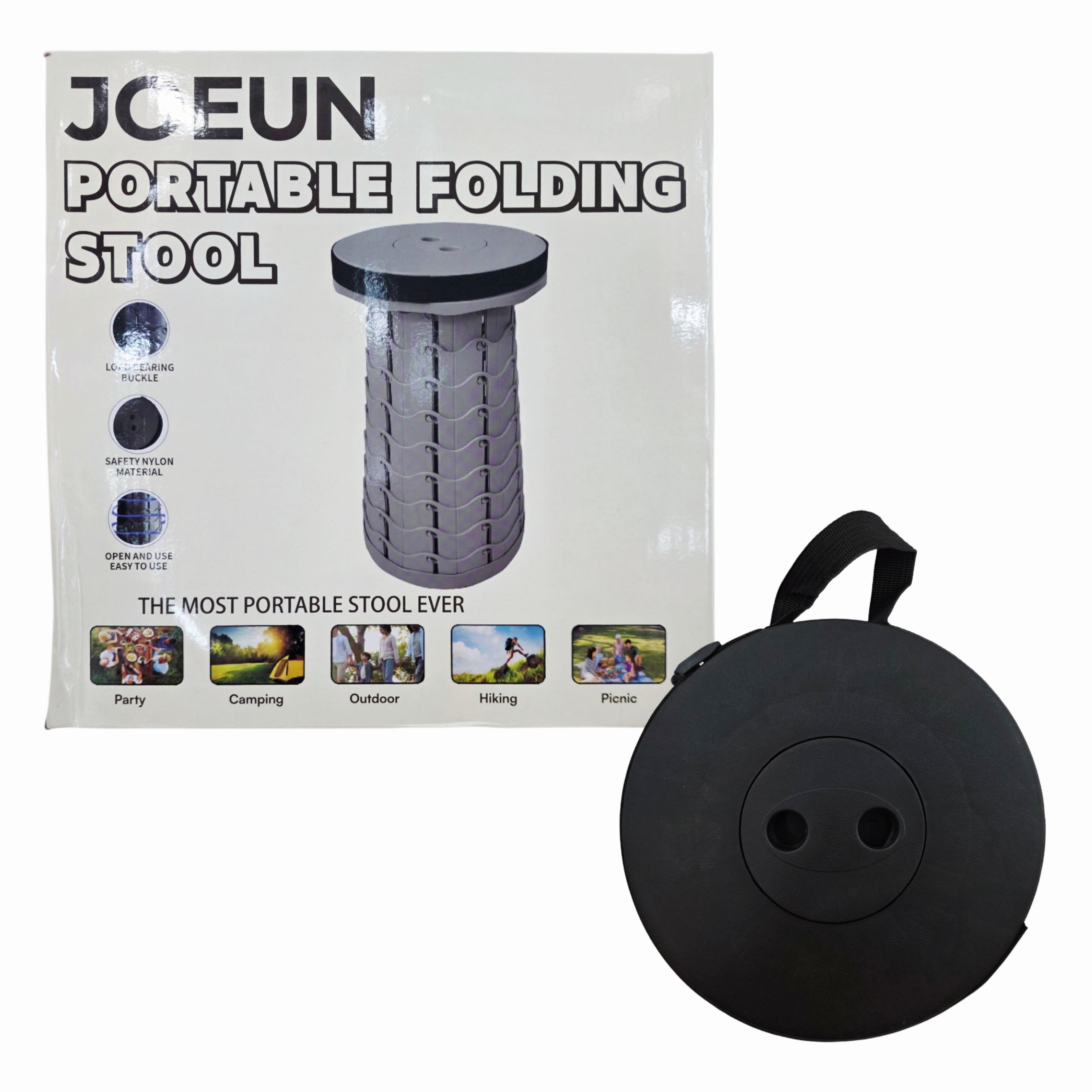 "Joeun" Portable Folding Stool (2 Colors: Black & Gray)