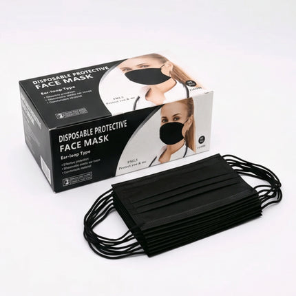 Disposable 3-Ply Protective Face Mask with Elastic Ear Loops – Adult Size (17.5 x 9.5 cm) – 50 Pack