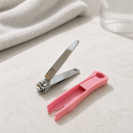 Triple Seven 777 Stainless Steel 4" Long Toenail Clippers with Clipping Catcher Case & Nail Filer - Large Nail Cutters - 3 Colors (Pink, White or Purple) - Made in Korea