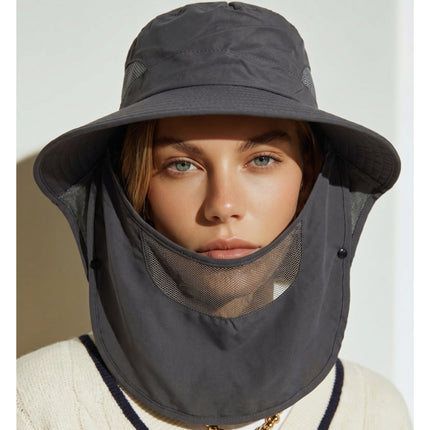 New Safari SunShield Lightweight Sun Hat – Wide Brim Sun Hat with Removable Mesh Face Shield & Dual-Layer Neck Guard, Adjustable Fit (3 Colors)