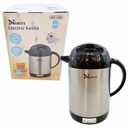 Narita Stainless Steel Electric Kettle (1.5L) – Removable Power Cord – Speedy Boiling