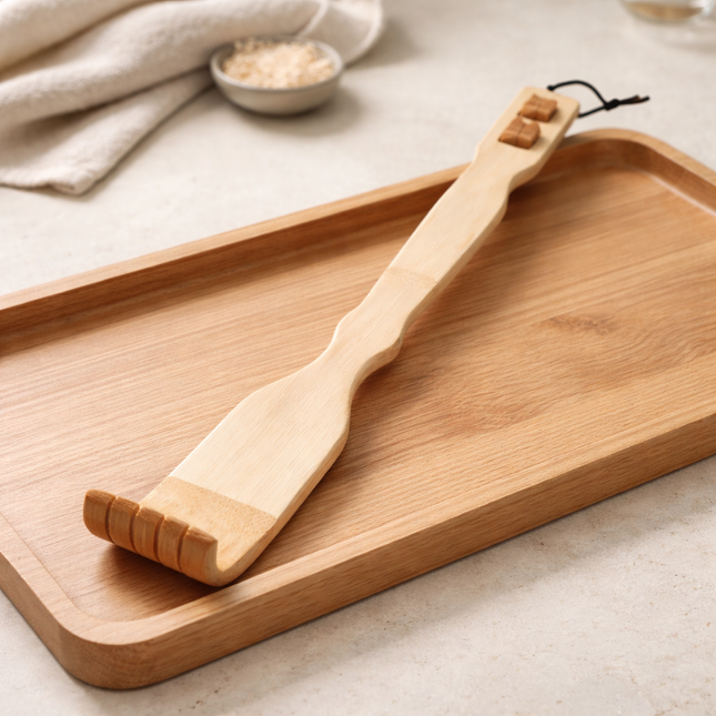 Wooden Back Scratcher W/ Attached Massage Rollers