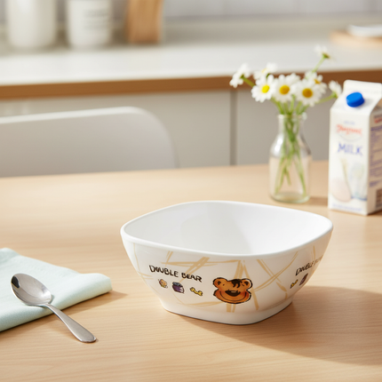 "Double Bear" Kids Square Bowl (Melamine)