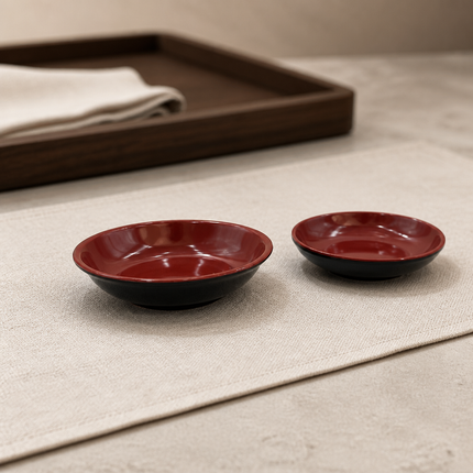 Red & Black Melamine Sauce & Condiment Dish – Round Dipping Dish, 2 Sizes