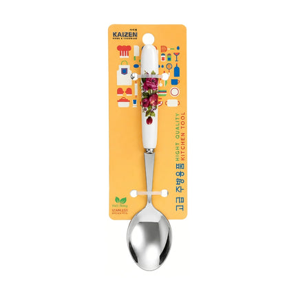 Kaizen Red Roses Stainless Steel Flatware with Ceramic Handle - Spoon, Fork, or Knife - 7.5" / 8"