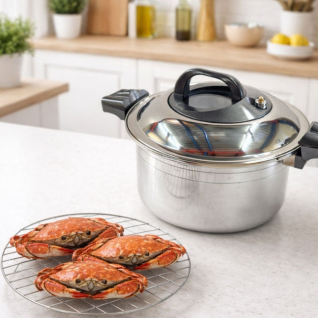 Altenbach Signature Exkoochen Hybrid Low-Pressure Stainless Steel Pot (3 Sizes) – 5-Ply Stainless Steel – Induction Compatible – Made in Korea