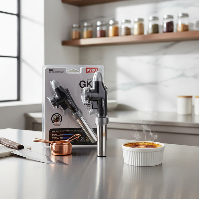 Pyro GK5 Auto-Ignition Handheld Butane Gas Torch - Adjustable Flame (Length & Width) - Made in Korea