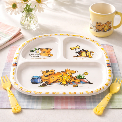 "Double Bear" Kids 3-Partition Lunch Tray (Melamine)