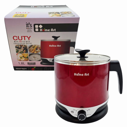 Home Art CUTY Double-Wall Stainless Steel 304 Electric Ramen Cooker (1.8L) – Korean Electric Hot Pot - Multi-Pot