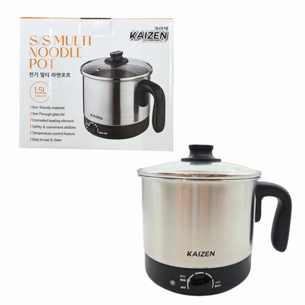 Kaizen Stainless Steel Electric Multi Noodle Pot (1.5L) – Adjustable Heat Ramen Cooker - Multi-Pot Cooker