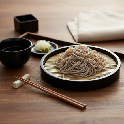 Round Soba Plate W/ Removable Slotted Base - Made in Japan