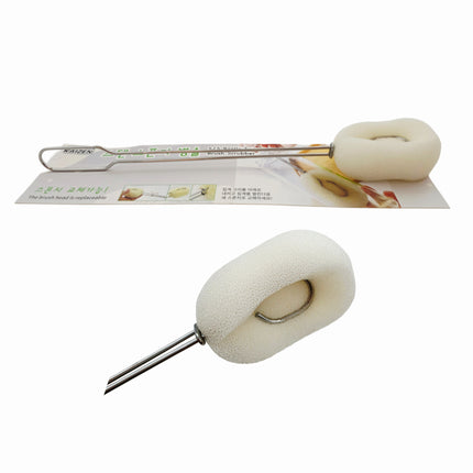 Kaizen Long Handle Bottle Sponge Brush (14 Inch Long) - Narrow Neck Bottle Cleaner/Scrubber - Removable Sponge