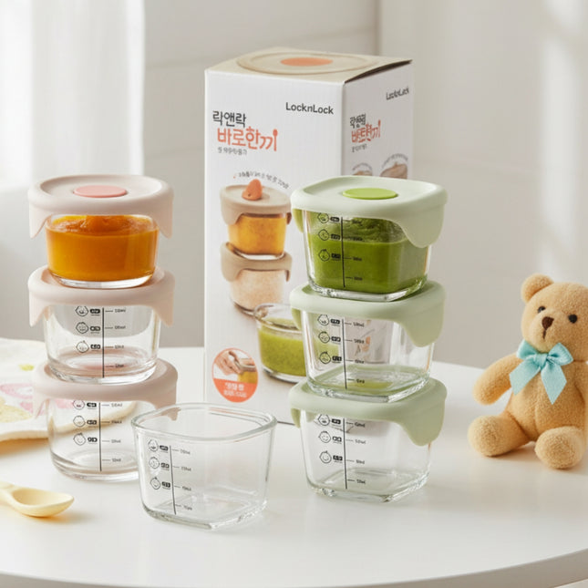 LocknLock All-in-one Baby Food Glass Containers (3-pack x 230ml)