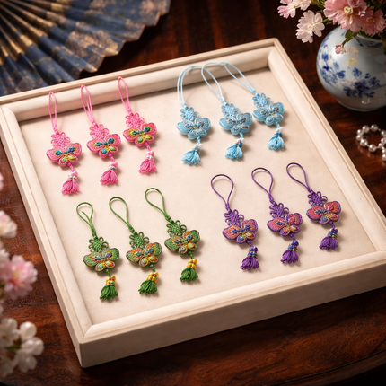Traditional Korean Embroidered Hanbok Bag & Accessories – 6-Piece Gift Set (Made in Korea)