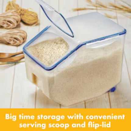 LocknLock Classic Airtight Rice Storage Container with Measuring Cup & Wheels (HPL510 - 12L / 406oz)