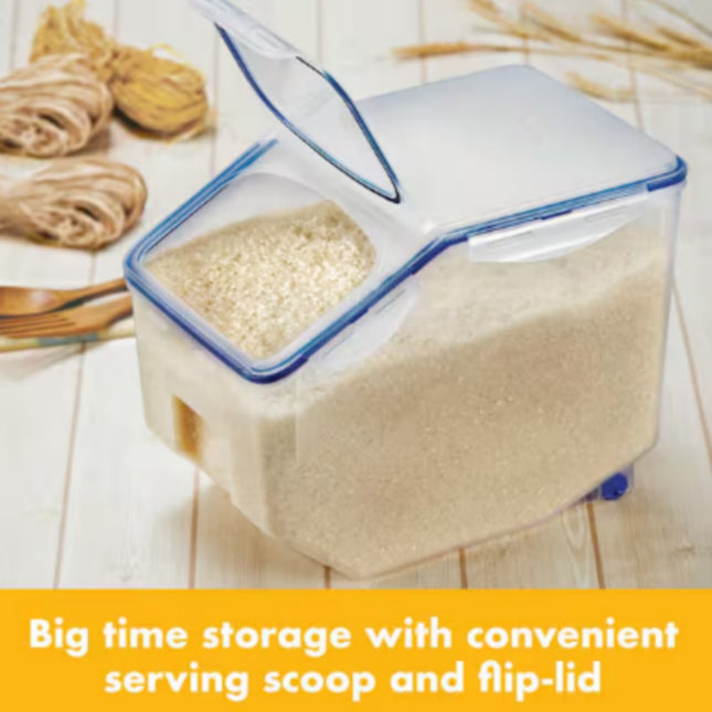 LocknLock Classic Airtight Rice Storage Container with Measuring Cup & Wheels (HPL510 - 12L / 406oz)