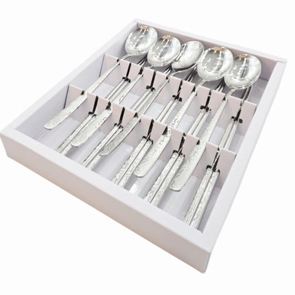 Golden Bell Korean 18/10 Stainless Steel Spoon & Chopsticks Set (5 Person Set) - Floral Vine Design Handle - Made in Korea