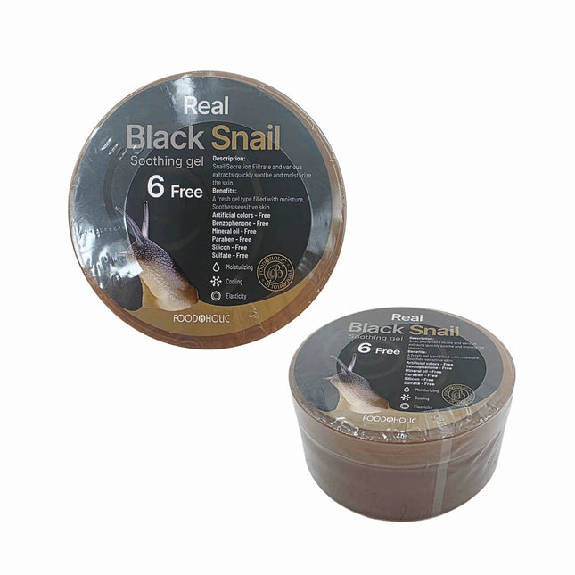 Foodaholic Real Black Snail Soothing Gel (300mL) – Korean Snail Mucin Moisturizing Gel – Made in Korea