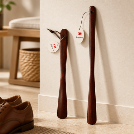 Wooden Lacquered Shoehorn with Hanging Hole – 2 Sizes (13" or 21")