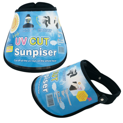 UV Cut Sun Cap – UV Blocking Face Shield Visor, Adjustable Angle, Adjustable Fit, Includes Hanging String (3 Trim Colors)