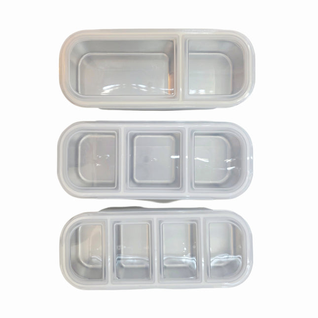 SUS304 Stainless Steel Divided Food Container with 4-Way Locking Lid (3 Options)