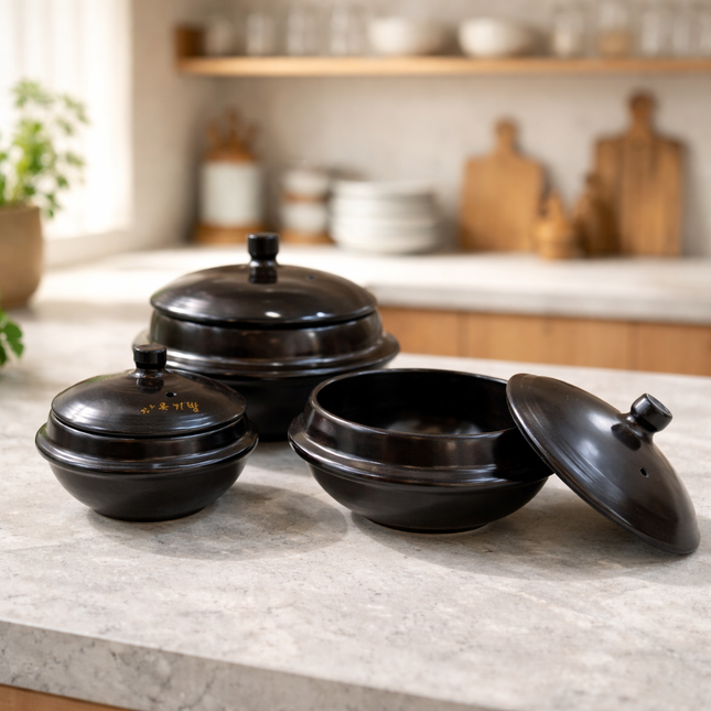 Hwangto Gamasot Heat-Resistant Earthenware Pot (3 Sizes) – Made in Korea - Traditional Clay Cauldron-Style Pot for Deep Flavor & Gentle Heat Retention