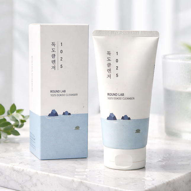 ROUND LAB 1025 Dokdo Cleanser – Gentle Low-pH Foaming Face Wash with Deep Sea Water & Hyaluronic Acid (150ml / 5.07 fl oz) - Made in Korea