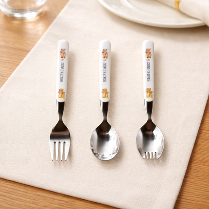 Bear's Family Kids Stainless Steel Spoon/Fork/Spork - Made in Korea