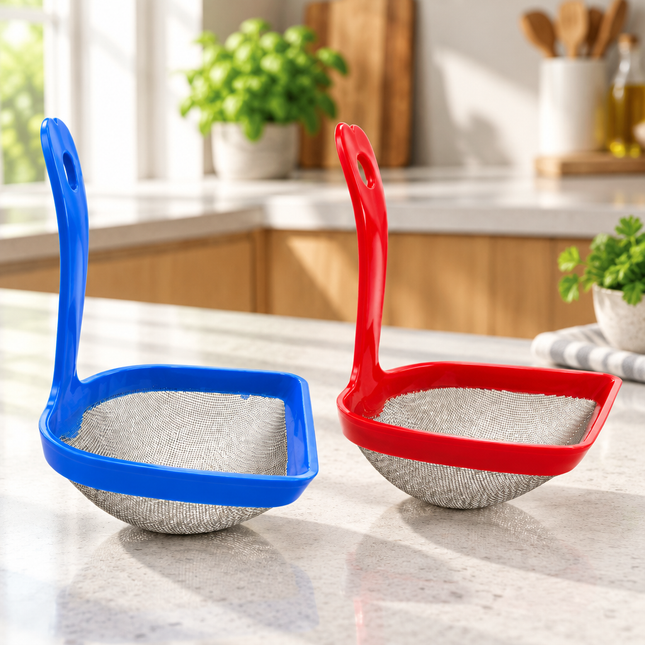PLAGEN Stainless Steel Fine Mesh Scoop Strainer - 2 Colors - Made in Korea