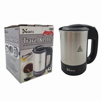 Narita Travel Electric Kettle (0.5L) – Dual Voltage 120V/240V – 1000W – Stainless Steel