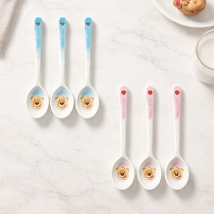 3pc Set of Melamine Kids Spoons (Short, Small mouth) - 2 Colors: Blue & Pink