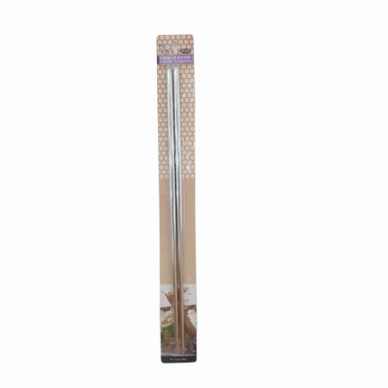 "Living Plus" Extra-Long Hollow-Core Stainless Steel Cooking Chopsticks (2-Pair Set, 14 inches long)
