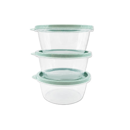 NEO Easy Cap Round Food Storage Container Set - 350 mL (11.8 oz) x 3 Pack - BPA Free - Microwave-Safe- Made in Korea