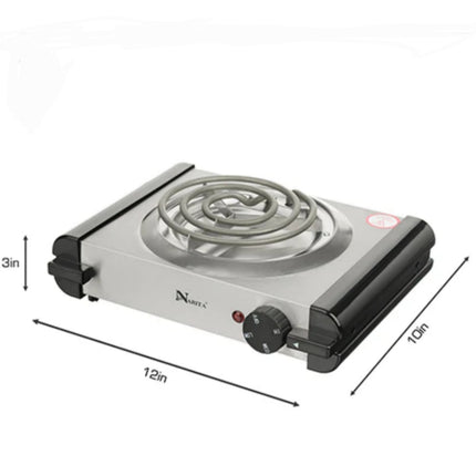 Narita Electric Single Burner Hot Plate - 1000W Compact Coil Burner - Stainless Steel Drip Pan - ETL Listed