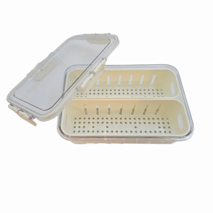 Small Snap-Lock Produce Storage Container w/ Dual Removable Strainers & Clear Lid