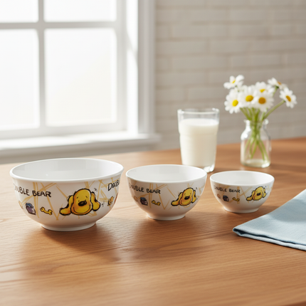"Double Bear" Kids 3pc Bowl Set (Melamine)