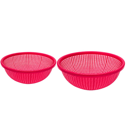 Compact Plastic Mesh Drain Basket Colander - 2 Colors (Blue or Red) - 2 Sizes (6.9" or 8.3") - Made in Korea