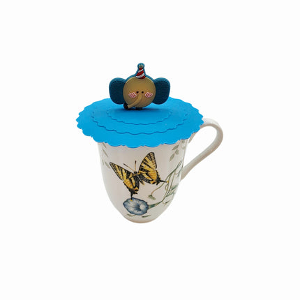 Home Art Silicone "Fashion" Cup Lids w/Cute Animal & Fruit Handles – Reusable Mug Covers (4 Colors)