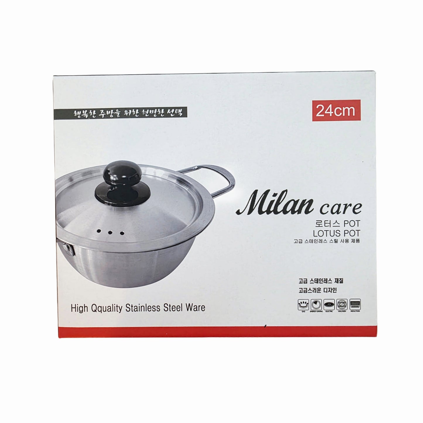 "Milan Care" Lotus Pots - Lightweight Stainless Steel Pots - 3 Sizes (18cm/7.1", 20cm/7.9", 24cm/9.4")
