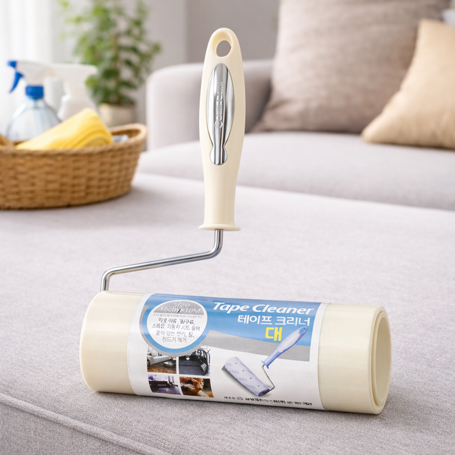 Korean "CleanHouse" Extra-Sticky Tape Cleaner Large (Roller or 2-Pack Refills)– 6.3in x 32.8ft (16cm x 10M) - Made in Korea