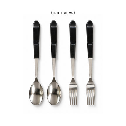 MSKOREA Stainless Steel Teaspoon / Dessert Fruit Fork Set with Wood-Grain Ceramic Handles - 2 Styles - Made in Korea