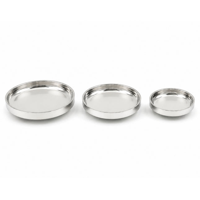 Double-Walled Stainless Steel Side Dish Plate, Korean Banchan Plate, 3 Sizes