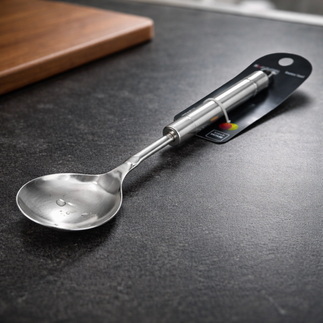 Home Art Pure Stainless Steel Serving Spoon - Stainless Steel Kitchen Serving Spoon - Wide/Flat Cooking & Serving Ladle