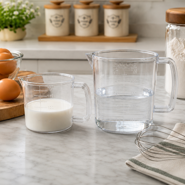 Snazzy Compact Acrylic Measuring Cup – Clear Measuring Pitcher, Microwave & Dishwasher Safe (2 Sizes) - Made in Korea