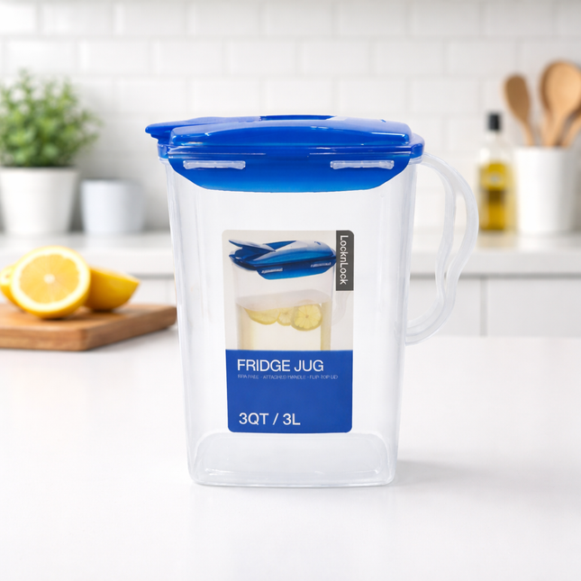 LocknLock 3QT / 3L Slim Fridge Jug with Flip-Top Lid – Made in Vietnam