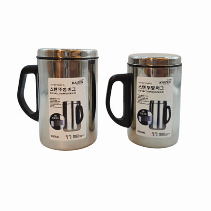 Kaizen Stainless Steel Vacuum Mug with Lid (2 Sizes) - 3 Layer Insulated Mug
